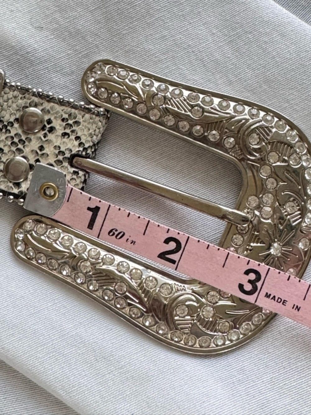 Blazin Roxx Western Star Belt Silver Rhinestone Crystal Snake Scallop Large NWOT - Picture 8 of 11